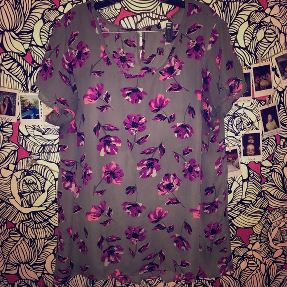 torrid Tops - Torrid Plus Size Grey Floral Blouse